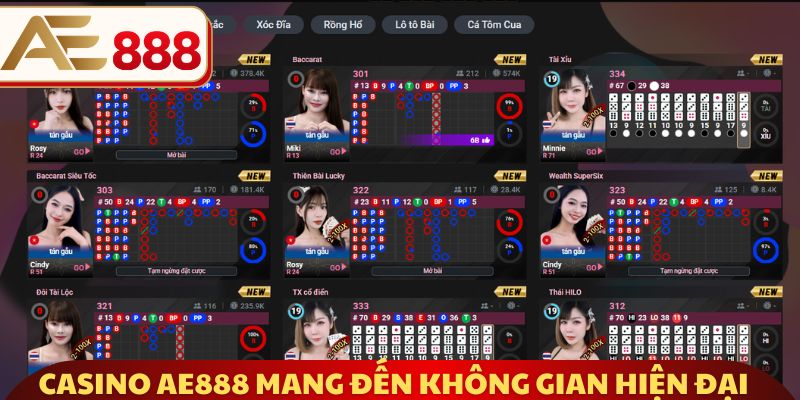 Casino AE888 mang đến không gian hiện đại