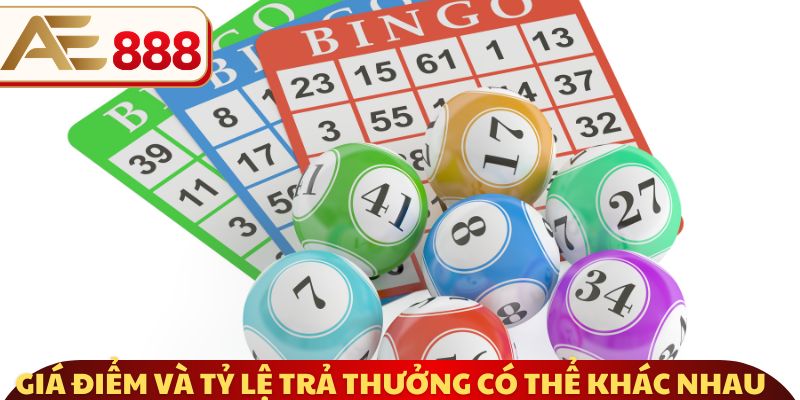 Giá điểm và tỷ lệ trả thưởng có thể khác nhau 