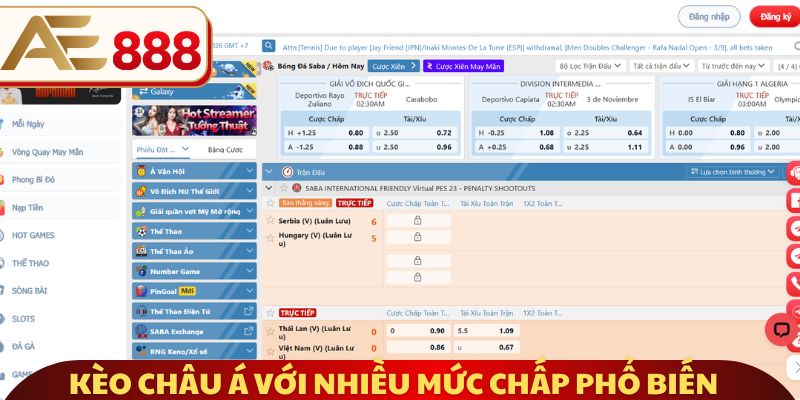 Kèo Châu Á với nhiều mức chấp phổ biến